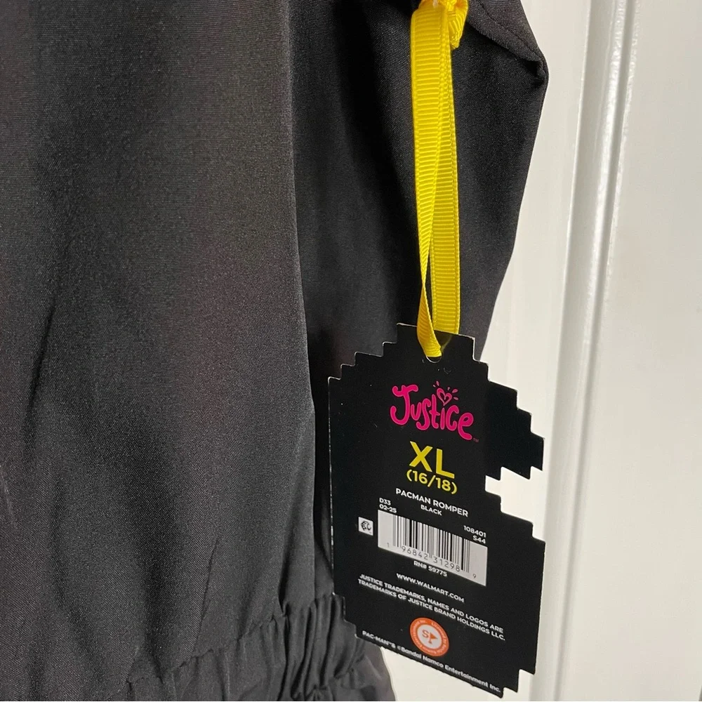 NEW Justice Black and Yellow Pac-Man Romper Size XL 16-18